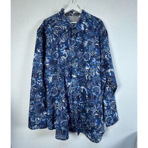 Robert Graham 3XL Mens Button-Up Shirt Long Sleeve Cotton Blue White Floral NWOT